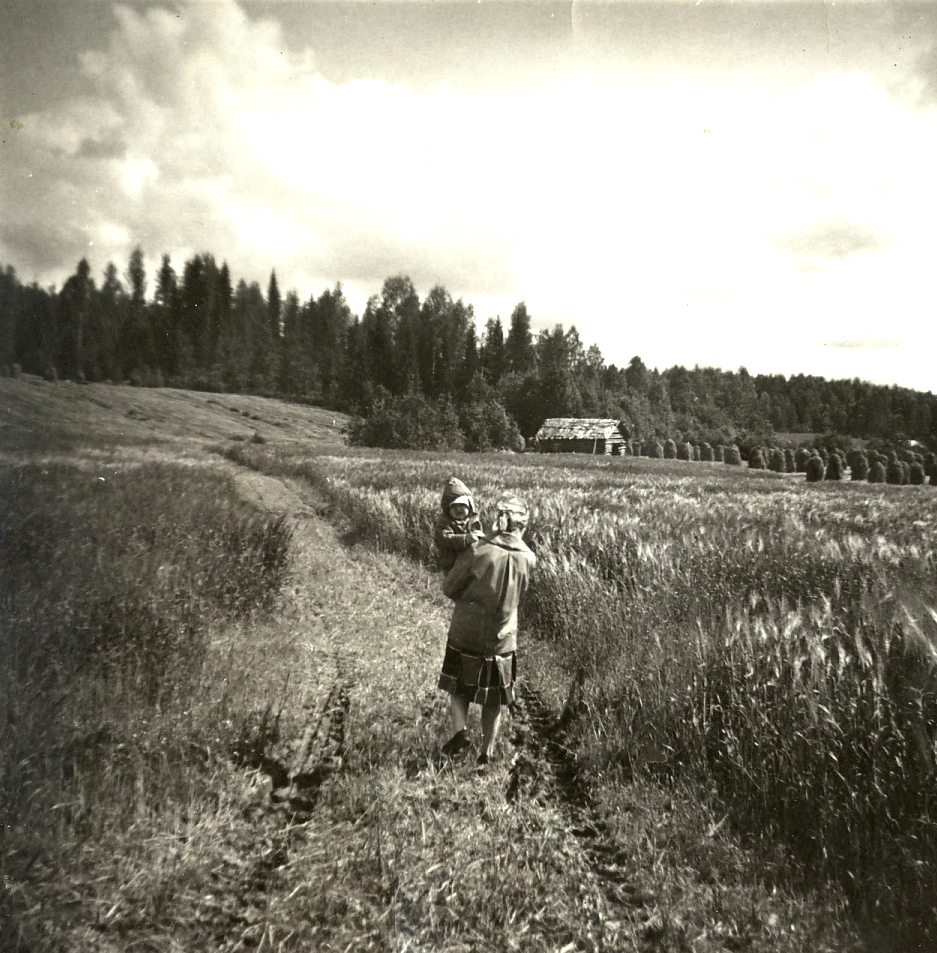 1965 Aini ja Jari pellolta tulossa