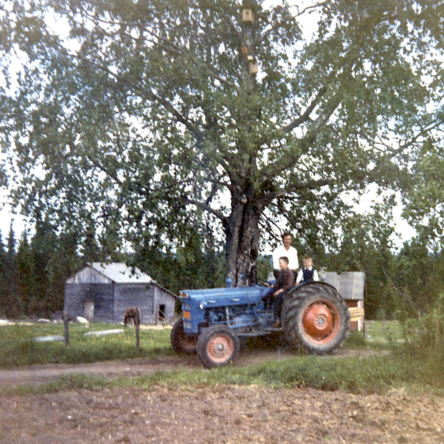 Pertti ja pojat traktorin kanssa
