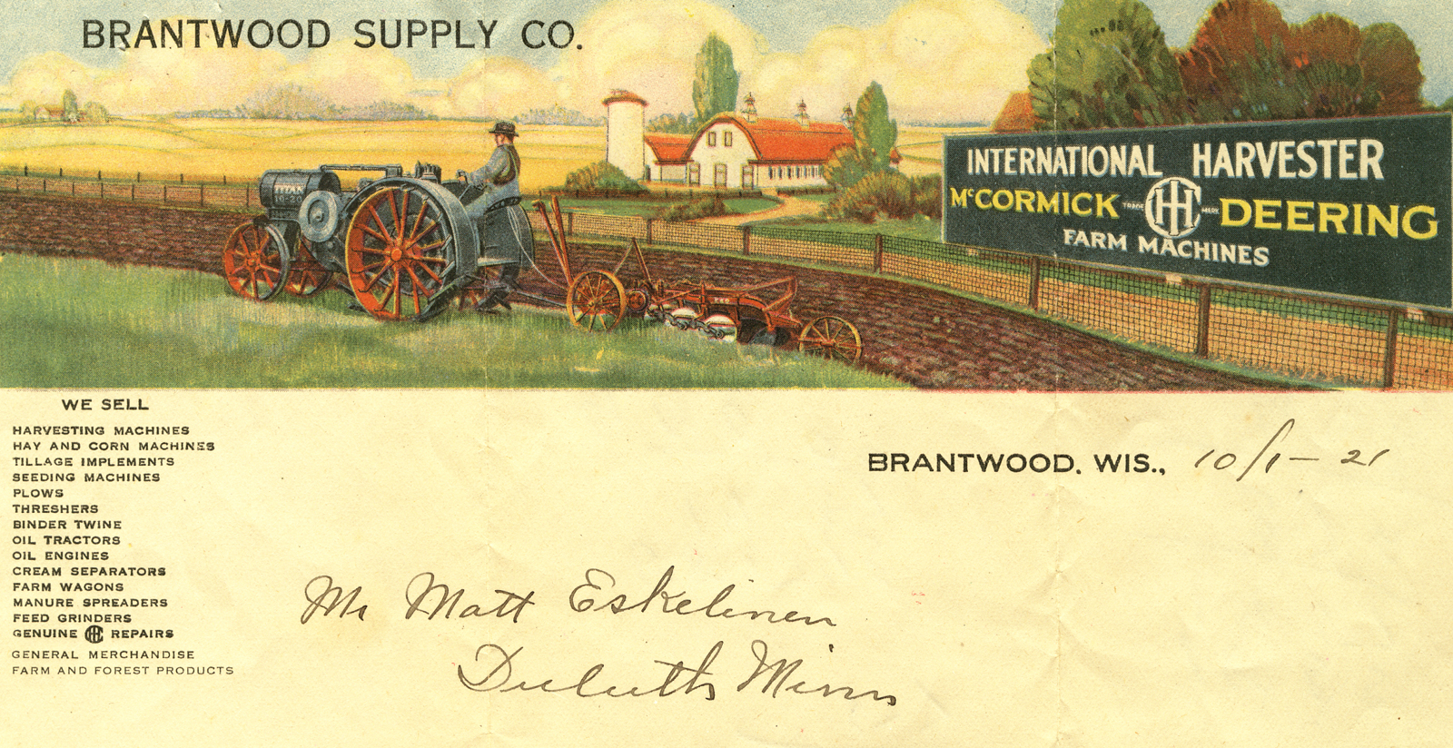 1922 Matin kirje, Winconsin